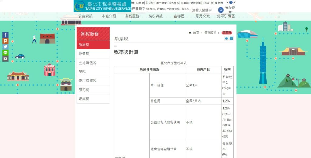 台北市稅捐處 台北市稅率表